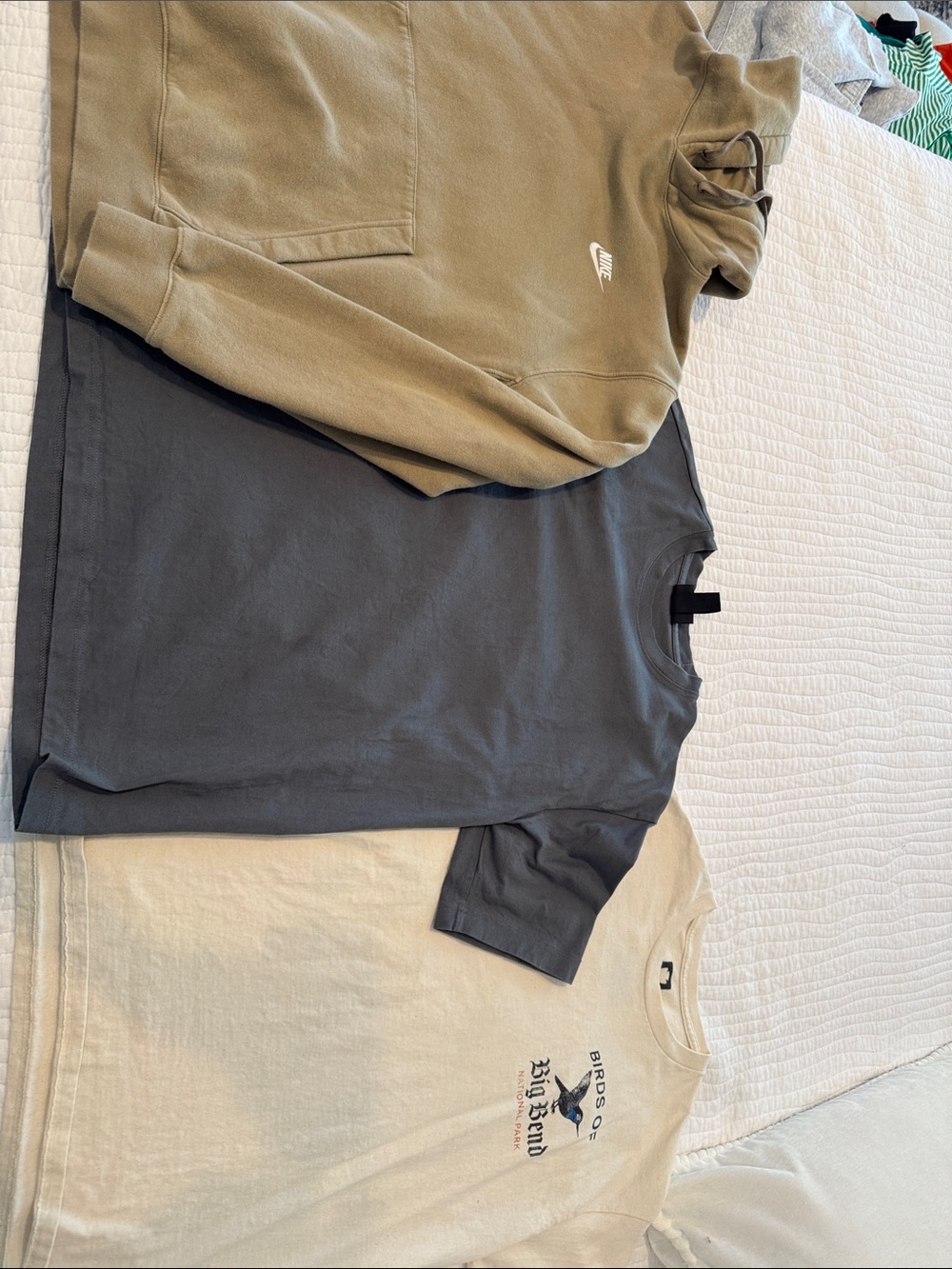 Nike Olive Green Hoodie & Gray and Cream Men's Tees - Casual Layering Set